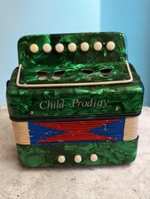Mini Emerald Green Accordian 7 Key 10 Button Beginner Child's