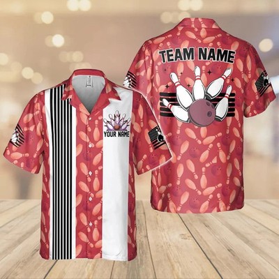 Custom Bowling Hawaiian Shirt Personalized Name Bowler Team Match Gift #3