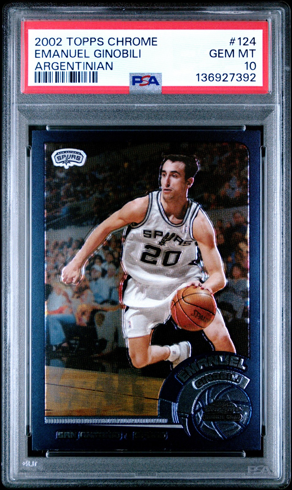 2002 TOPPS CHROME ARGENTINIAN #124 EMANUEL GINOBILI ROOKIE RC PSA 10
