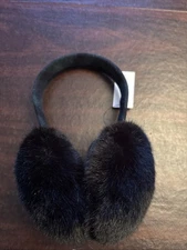 NWT Talbots Women's Black Faux Fur Ear Muffs