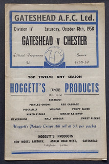 GATESHEAD v CHESTER division IV 18 Oct 1958