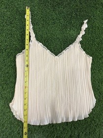 La Perla Pleated Pale Yellow Camisole Lingerie Chemise Top Babydoll Lace US 8