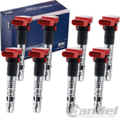 8x BERU ZÜNDSPULE passend für AUDI A4 (B6 B7) A6 (C6) A8 (4E)