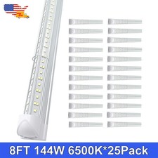 25Pack 8Ft LED Shop Lights Garage 144W 6500K T8 Linkable Commercial Fixture