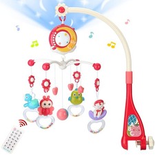 Baby Bed Bell Crib Musical Mobile Cot Music Box Baby Rattles Toy Light Projector