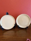 Pair Bauer Brusche Pottery Speckled Tan Dinner Plates Excellent