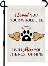 Pet Memorial Garden Flag 12X18 Inch Double Sided Dog Paw Prints Small Burlap Gar