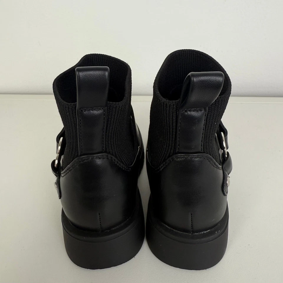 NUEVO SIN ETIQUETAS Baby Gap Niñas Niños Corazón Imitación Cuero Moto Pull-On Botas Negras Verdaderas 7 Foto 4 de 4