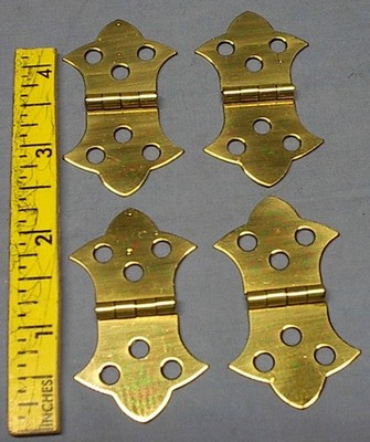 VINTAGE HARDWARE FOUR BRAINERD SOLID BRASS HINGES 1 1/4'' X 2 1/4'' NEW OLD STOCK