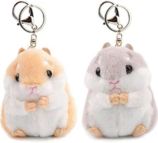 Set of 2 Adorable Hamster Plush Keychains - Perfect Gift for Hamster Lovers