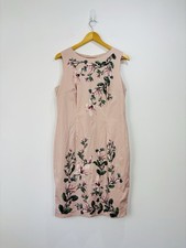 Hobbs Dress Women Size 14 Pink Floral Sheath Special Occasion Wedding Guest
