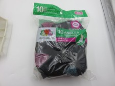 Fruit Of The Loom Ankle Socks Girls Small 10 Pack Black Colorblock Soft 6-10 