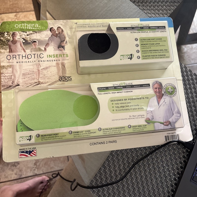 NEW! Orthera Orthotic Shoe Inserts, Set Of 2 | Sizes: Women 6.5-8 or Men 5.5-7