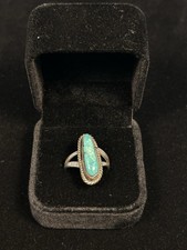 Vintage Sterling Silver Turquoise Ring Size 7 Oval Cabochon Southwestern Style