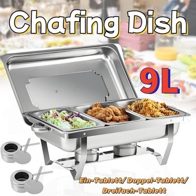 Chafing Dish Speisenwärmer Warmhaltebehälter Essen 9L 1/2/3GN-Behälter Edelstahl