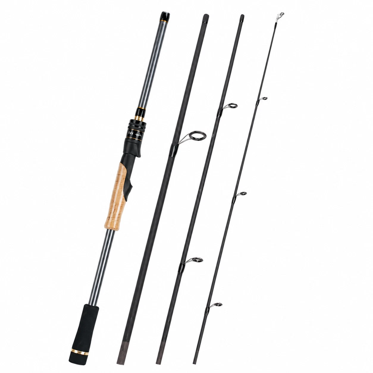Carbon Fiber Bass Fishing Rod, ML Action Multi Piece Travel Fishing Rod