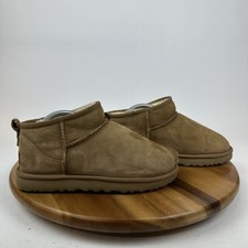 Womens Ugg Classic Ultra Mini Tan Shearling Lined Comfort Boots Size 7 M GUC