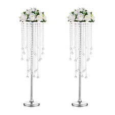 Silver Vases Wedding Centerpieces for Tables - 29.6" Tall Flower Vase with Ch...