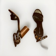 Marc Fisher Open Toe Black Heels with Stud Design