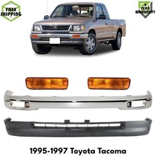 Front Bumper Chrome Steel Turn Signal Lights Kit For 1995-1997 Toyota Tacoma