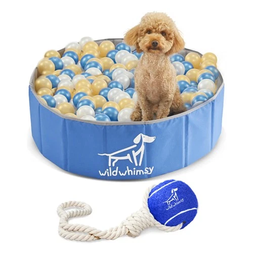 32in Foldable Dog Ball Pit Combo Pack with Rope Tug Balls  Indoor/Outdoor