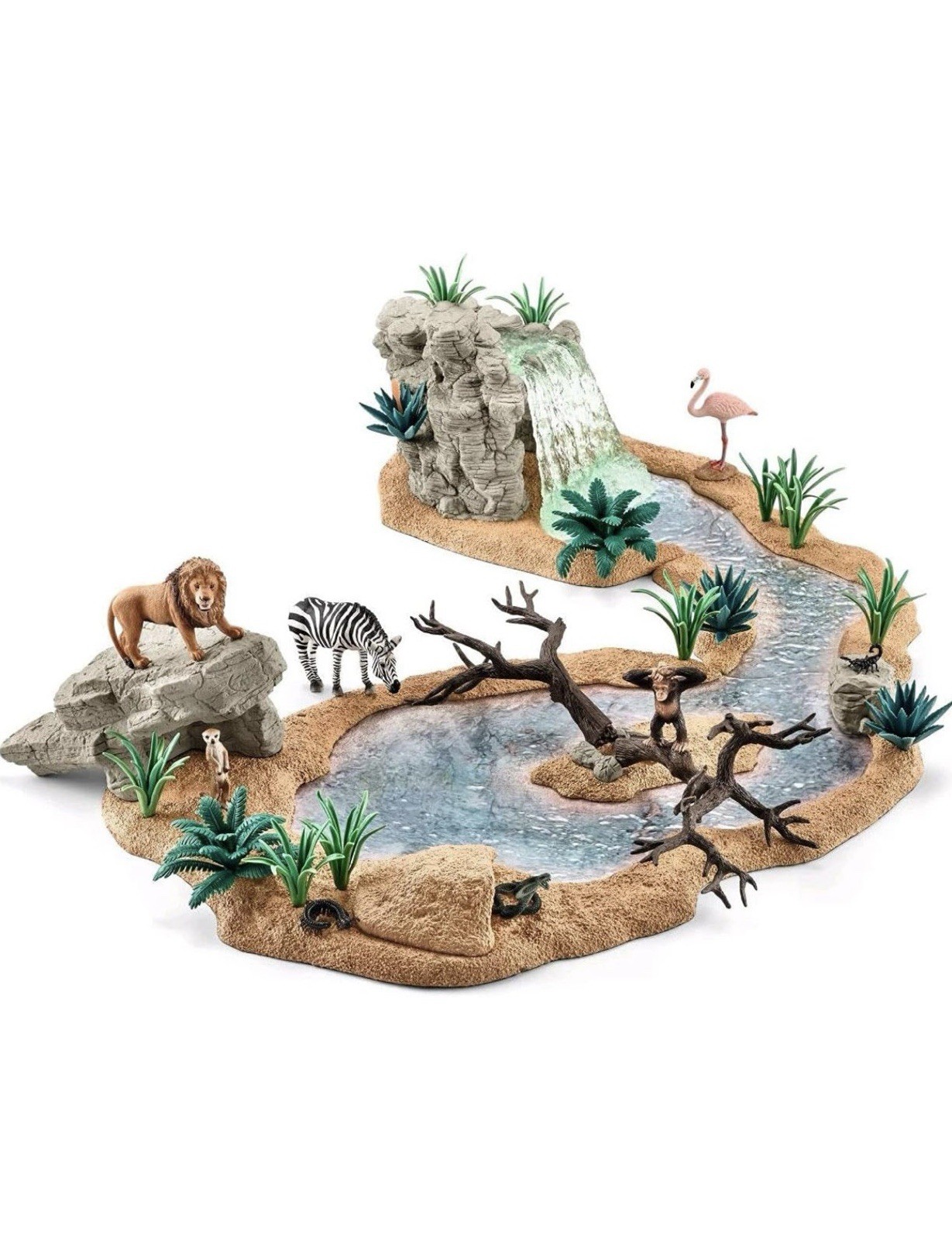 Schleich Safari Watering Hole + River + Waterfall FULL SET, VERY RATE. (New)