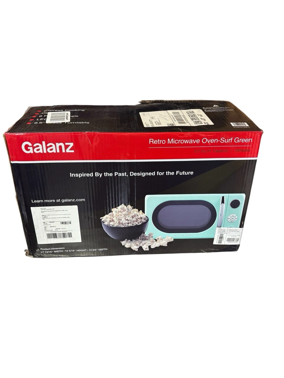 Galanz 0.7 Cu ft Retro Countertop Microwave Oven, 700 Watts, Blue, New Open Box
Opens in a new windo