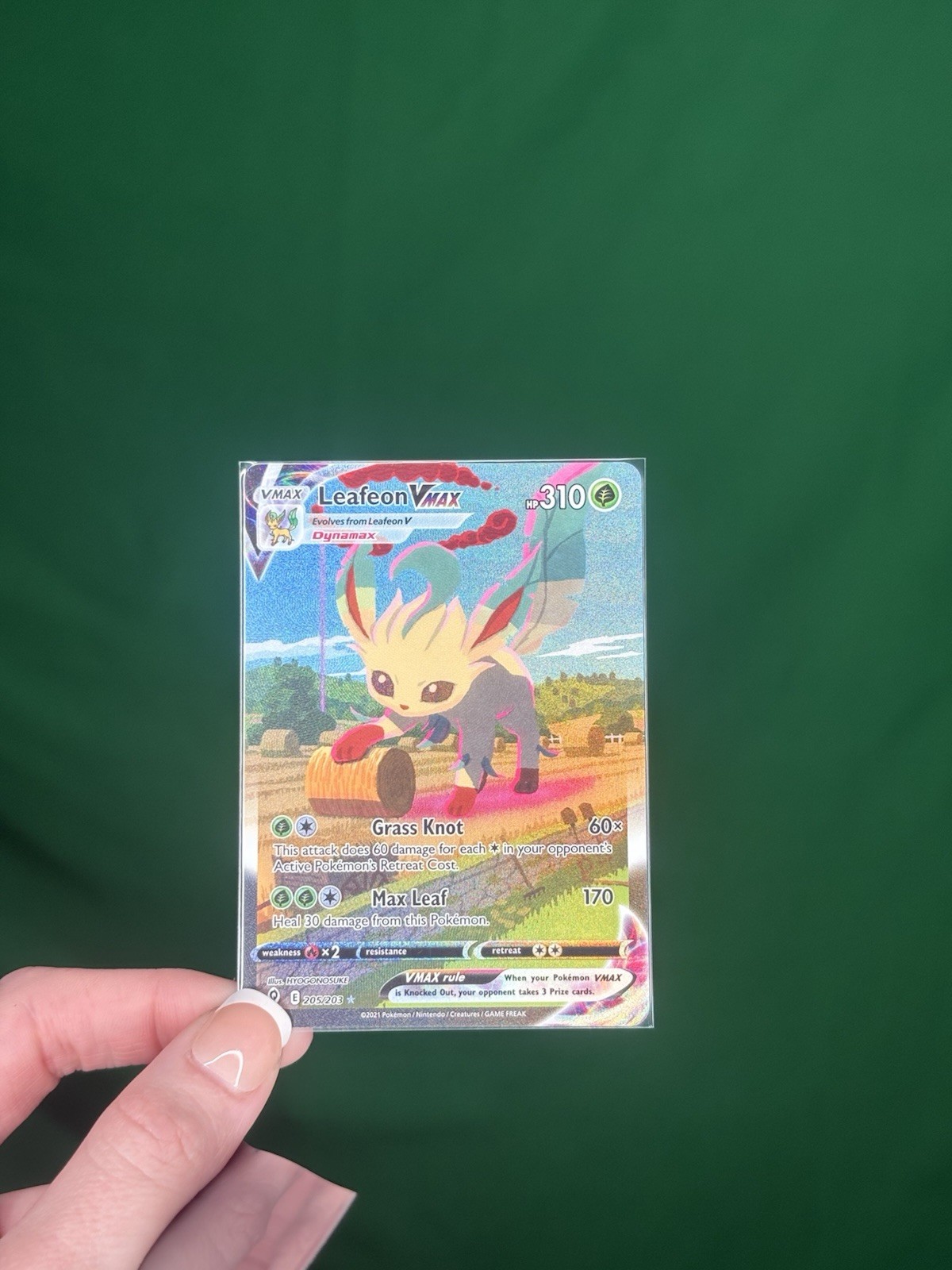 Leafeon VMAX (Alternate Art Secret) 205/203 SWSH07: Evolving Skies Holo