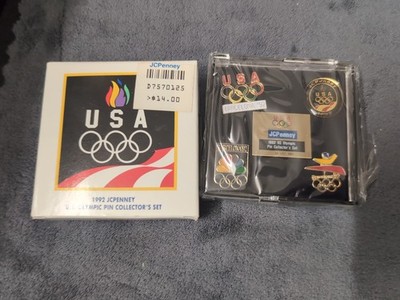 VTG 1992 JCPenny USA Olympic Pin Collector s Set (5 Pins) Case Orig Box