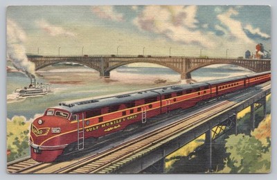 Gulf Mobile Ohio Chicago St Louis Streamliner Train Disel Powered Postcard L9