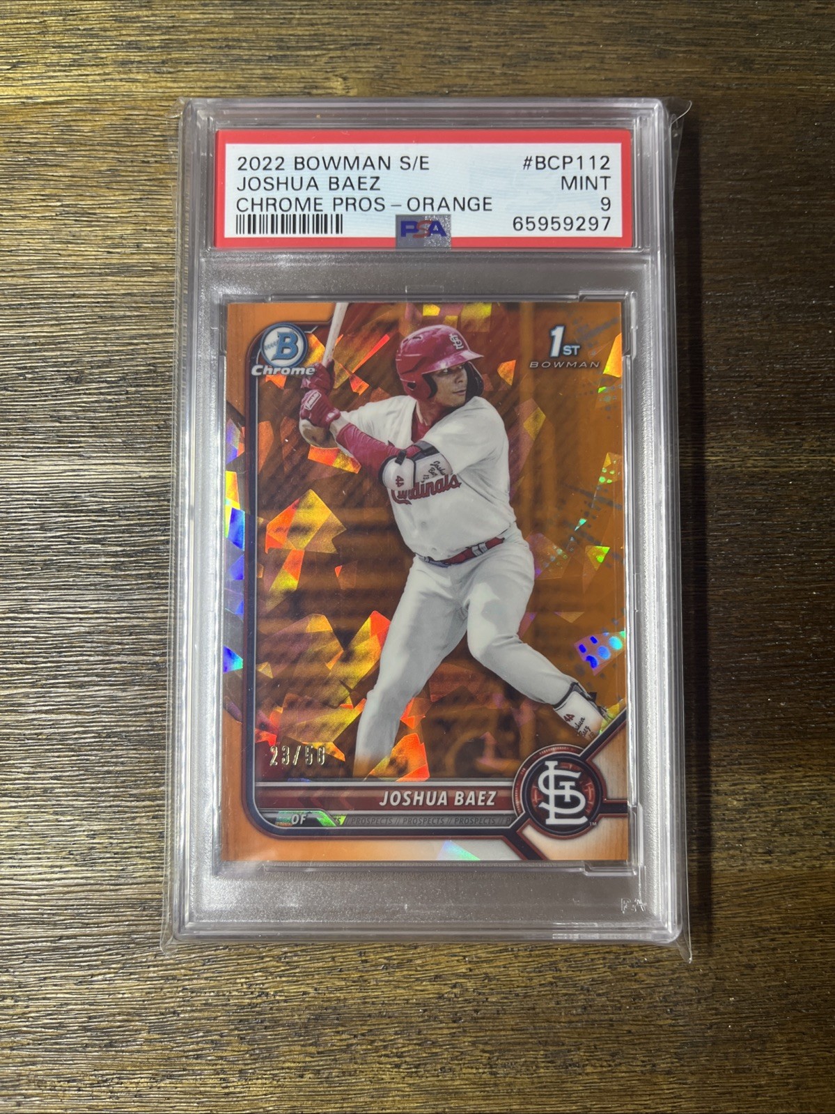 Joshua Baez 2022 1st Bowman Chrome Orange /50 PSA 9 Cardinals #BCP112