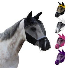 Derby Originals Reflective Safety Horse Fly Mask with Ears and Nose Cover Fri...