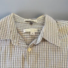 Geoffrey Beene Mens Medium Plaid Cotton Shirt 15-15.5 Button Down Preppy Classic