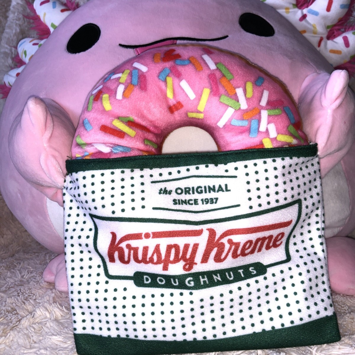 Zuru Snackles Big Pink Axolotl Krispy Kreme Donut Large Soft Plush
