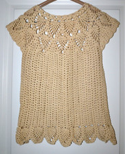 PULLOVER/SWEATER VEST VINTAGE HAND CROCHETED  OFF-WHITE/CREAM