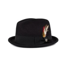 Brixton - Gain Hat Black Felt With Red Feather SALE