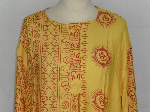 Hindu God Print Kurta Long Sleeve Shirt Ethnic Ganesh Krishna Natraj Om Shiva - Picture 46 of 48