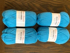 LOT OF 4 FILATURA LANAROTA RICH 100% PURE WOOL YARN LT turquoise 104 Y EACH NEW