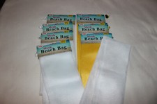 Lot of 8 Mesh Drawstring Beach Gear Bags 23  x 30  - 5 White  3 Yellow