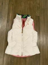 Polo Ralph Lauren Girls Reversible Full Zip Down Puffer Vest Pink/White Size 4