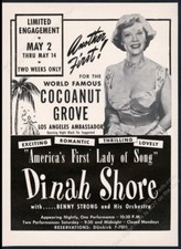 1950 Dinah Shore photo Cocoanut Grove nightclub unusual vintage trade print ad
