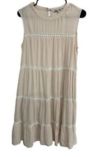Little White Lies Sleeveless Tiered Midi Dress Lace Trim Sz Small