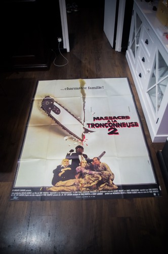 TEXAS CHAINSAW MASSACRE 2 French Grande Vintage Movie Poster Original 1986