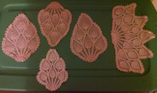 Doilies-Five 'Peacock' Crocheted Doilies - Different Shapes & Sizes, 1 Pattern