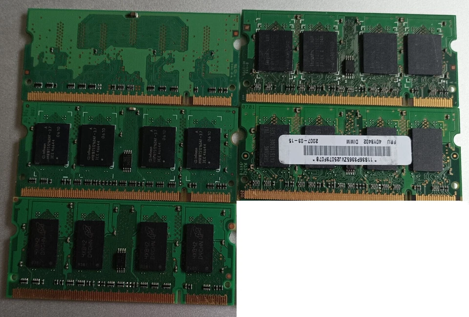 5 x Laptop SODIMM Memory Modules DDR2 - Image 2 of 2