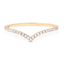 14K Yellow Gold Wishbone Lab Grown Diamond Pave Ring Various Sizes