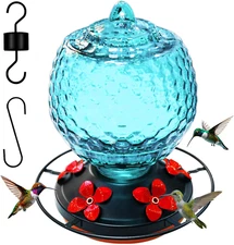 Glass Hummingbirds Feeder for Outdoors Hanging,25 OZ Humming Birds Feeder for Ou