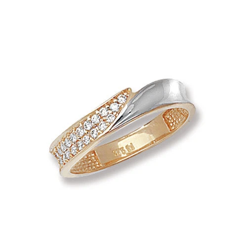 Anillo de oro multitono de 9 quilates con banda cruzada para damas talla J - S con sello Foto 2 de 4