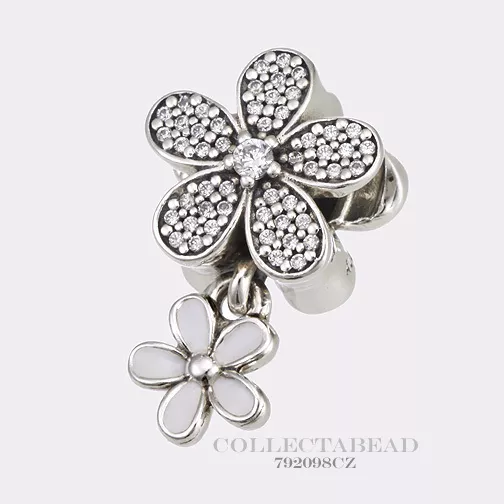 Authentic Pandora Silver Dazzling Daisy Duo CZ Dangle Bead 792098CZ 50 OFF SALE