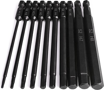 Hex Head Allen Wrench Drill Bit Set (10pc Metric), PTSLKHN, Upgraded 1/4''